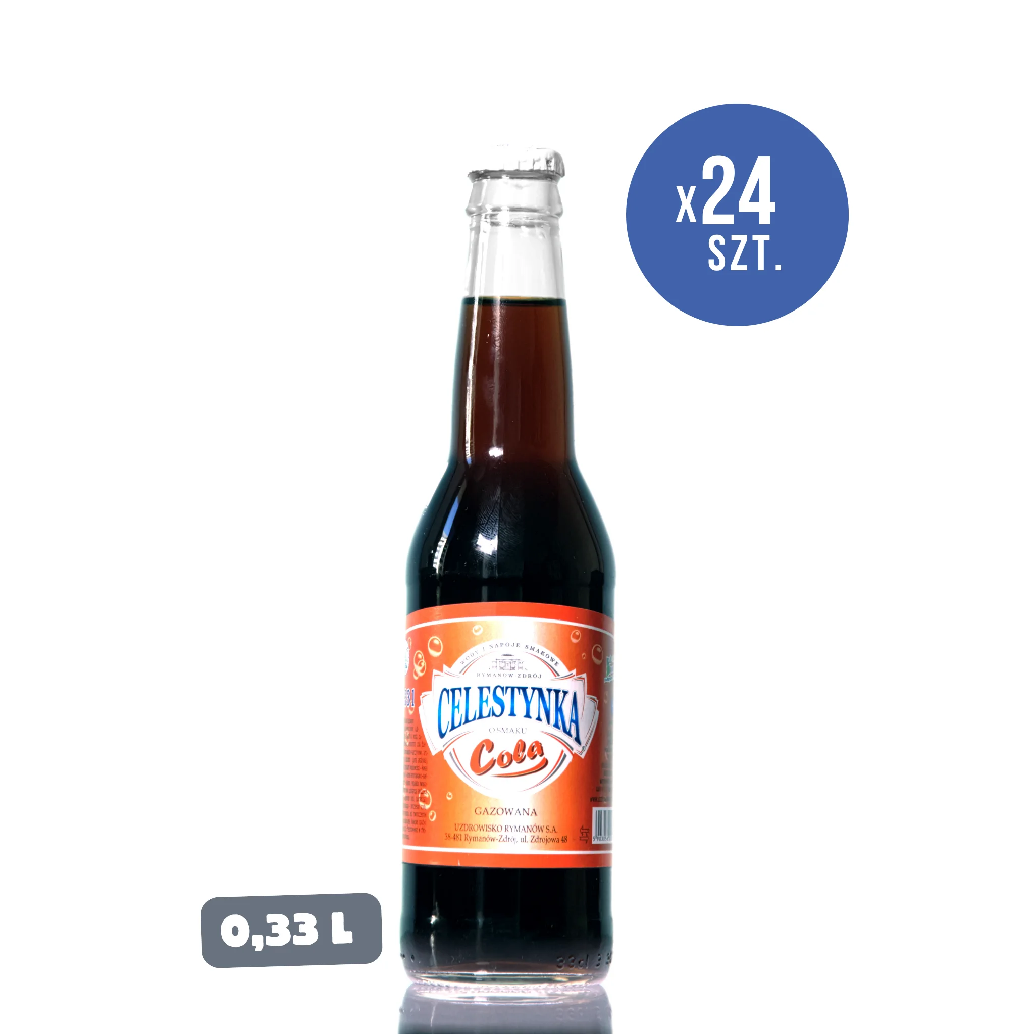 Celestynka – napój gazowany o smaku cola — w szkle 0,33 l × 24
